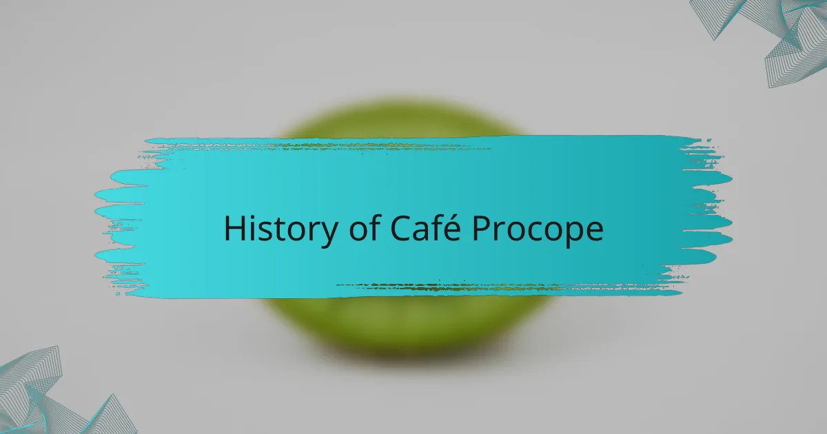 History of Café Procope