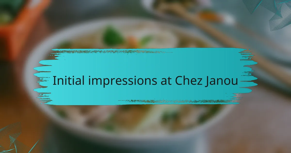 Initial impressions at Chez Janou