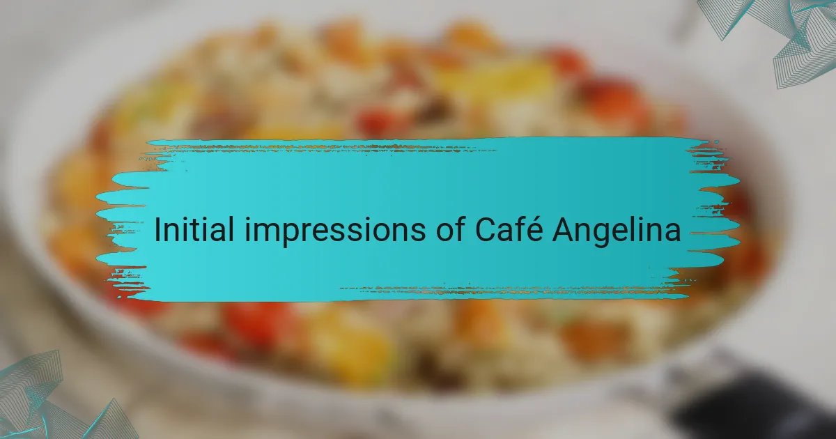 Initial impressions of Café Angelina