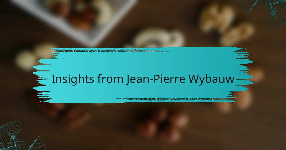 Insights from Jean-Pierre Wybauw