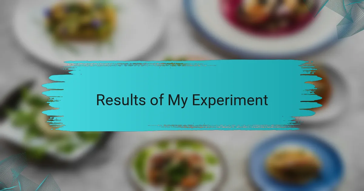 Results of My Experiment