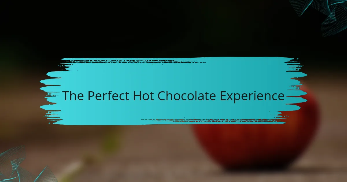 The Perfect Hot Chocolate Experience