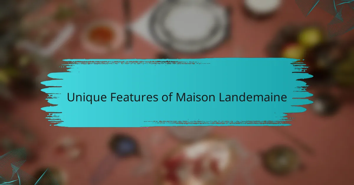 Unique Features of Maison Landemaine